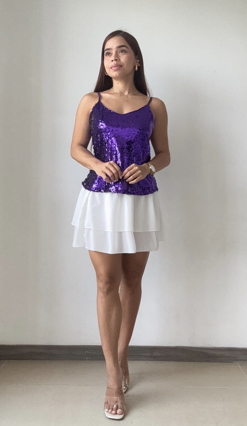 Blusa Tiras Cuello V Lentejuelas