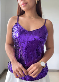 Blusa Tiras Cuello V Lentejuelas