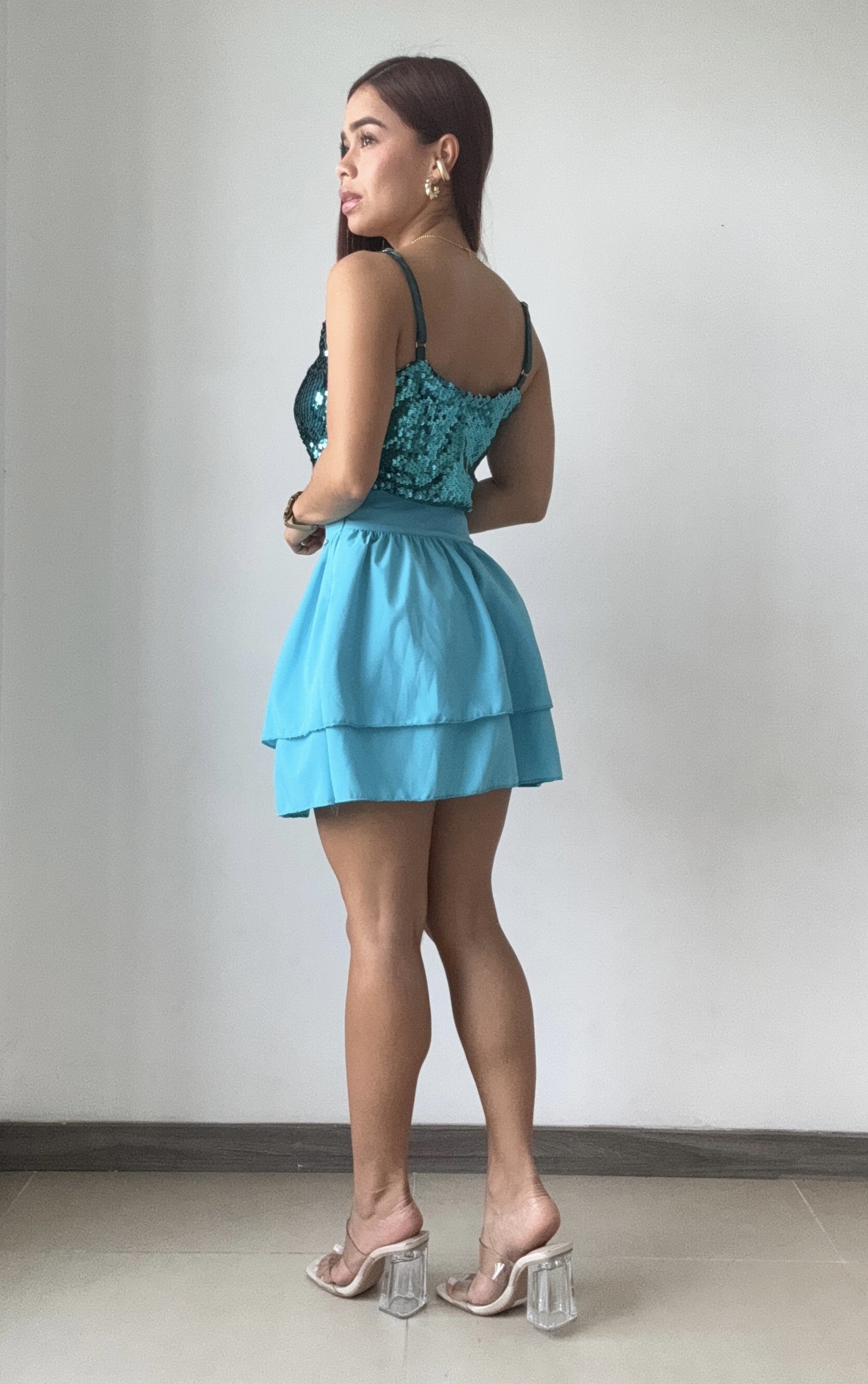 Blusa Tiras Cuello V Lentejuelas