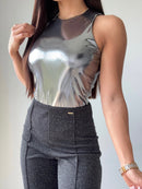 Body Cuello Alto Unicolor Manga Sisa