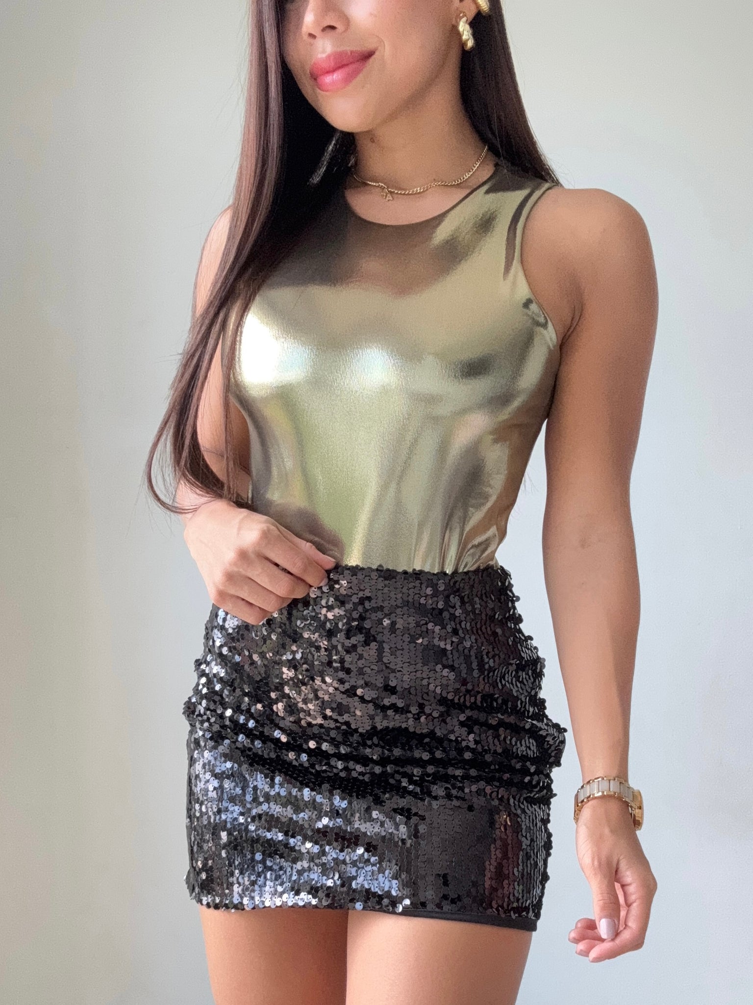 Body Cuello Alto Unicolor Manga Sisa