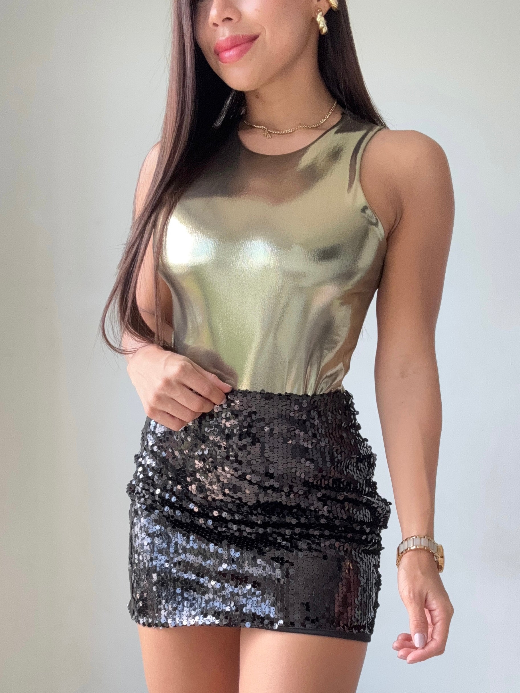 Body Cuello Alto Unicolor Manga Sisa