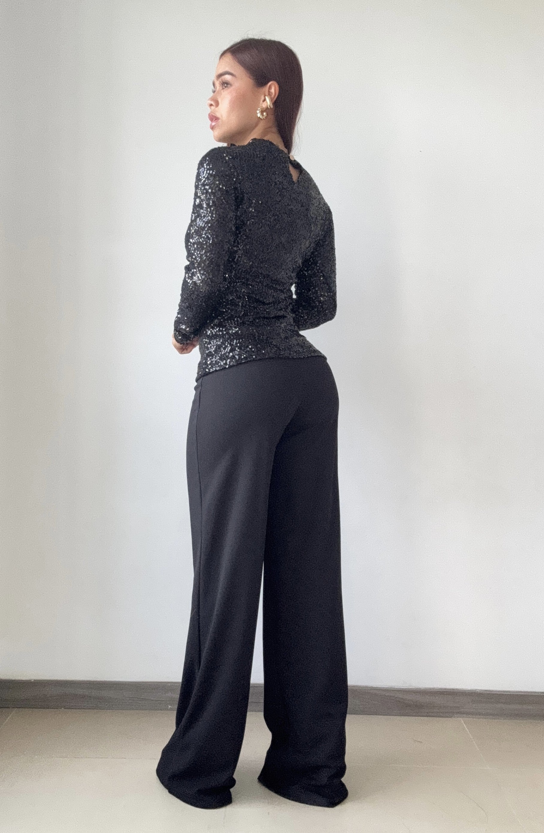 Blusa Manga Larga En Lentejuelas