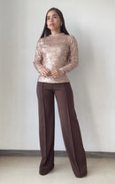 Blusa Manga Larga En Lentejuelas