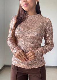 Blusa Manga Larga En Lentejuelas