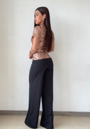 Blusa Con Lentejuelas Manga Corta