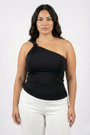 Blusa De Un Hombro Con Nudo Plus