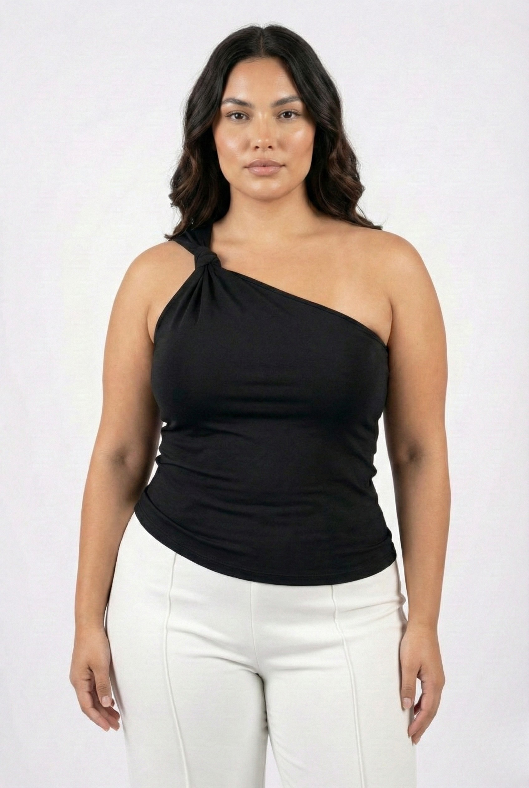 Blusa De Un Hombro Con Nudo Plus