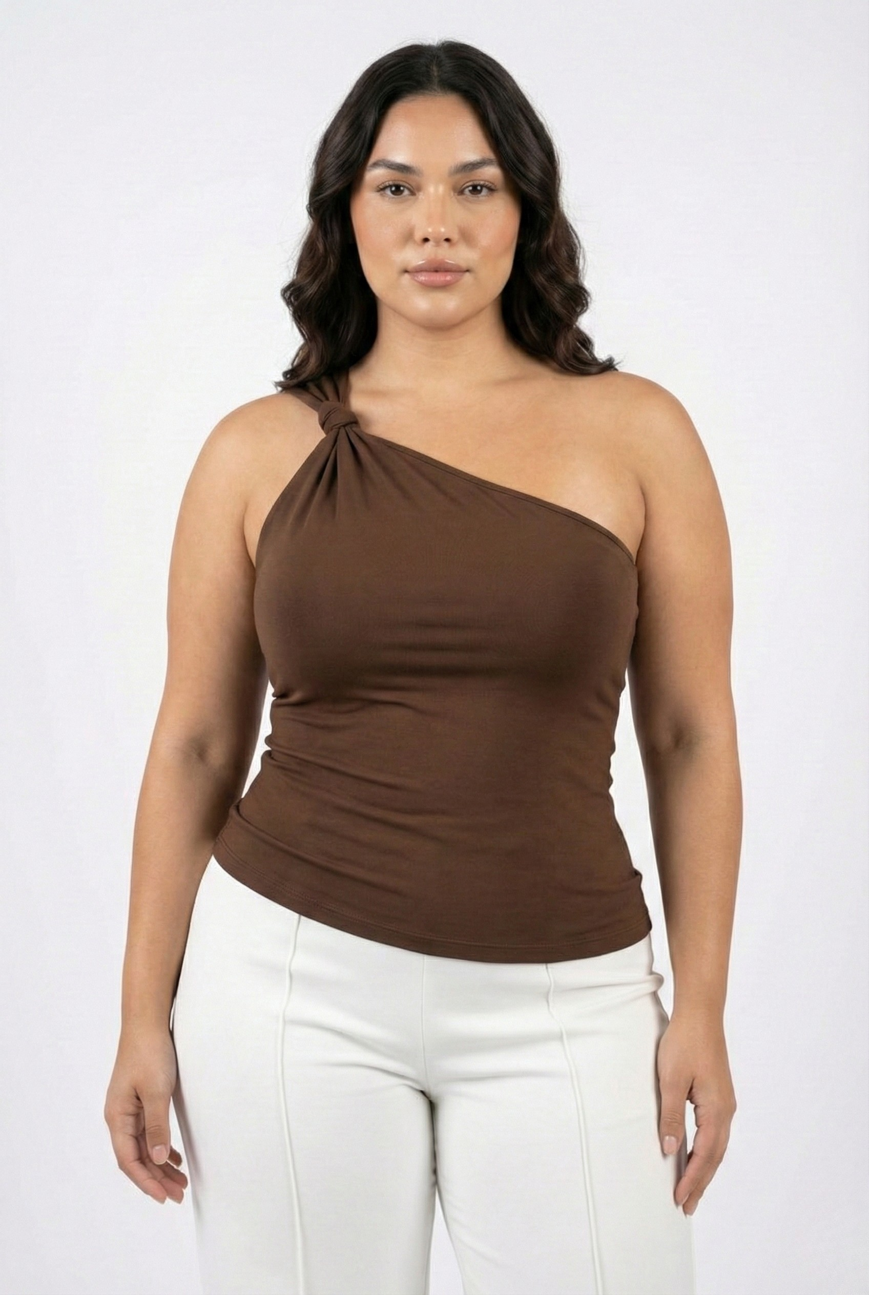 Blusa De Un Hombro Con Nudo Plus