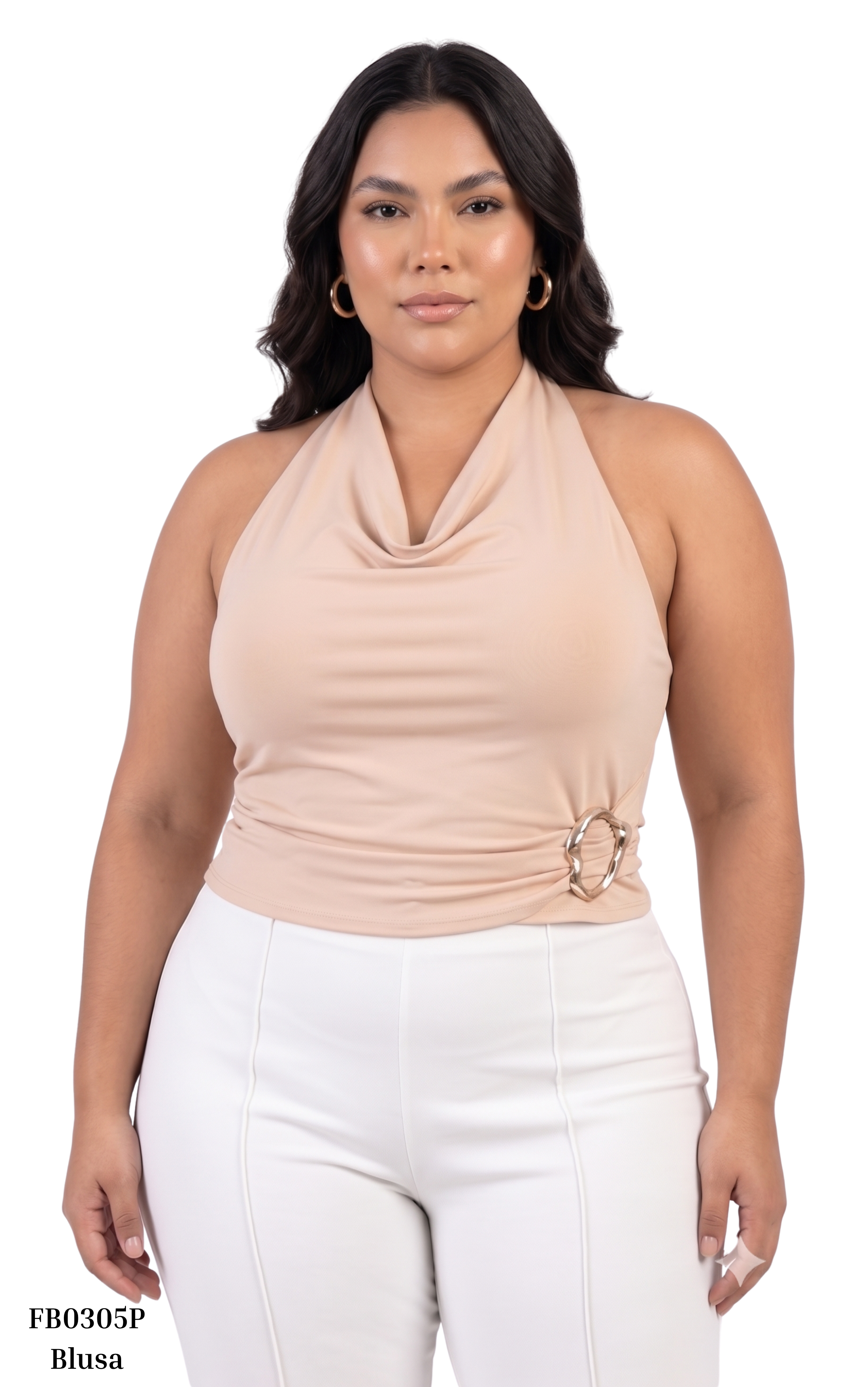 Blusa Cuello Halter Con Hebilla