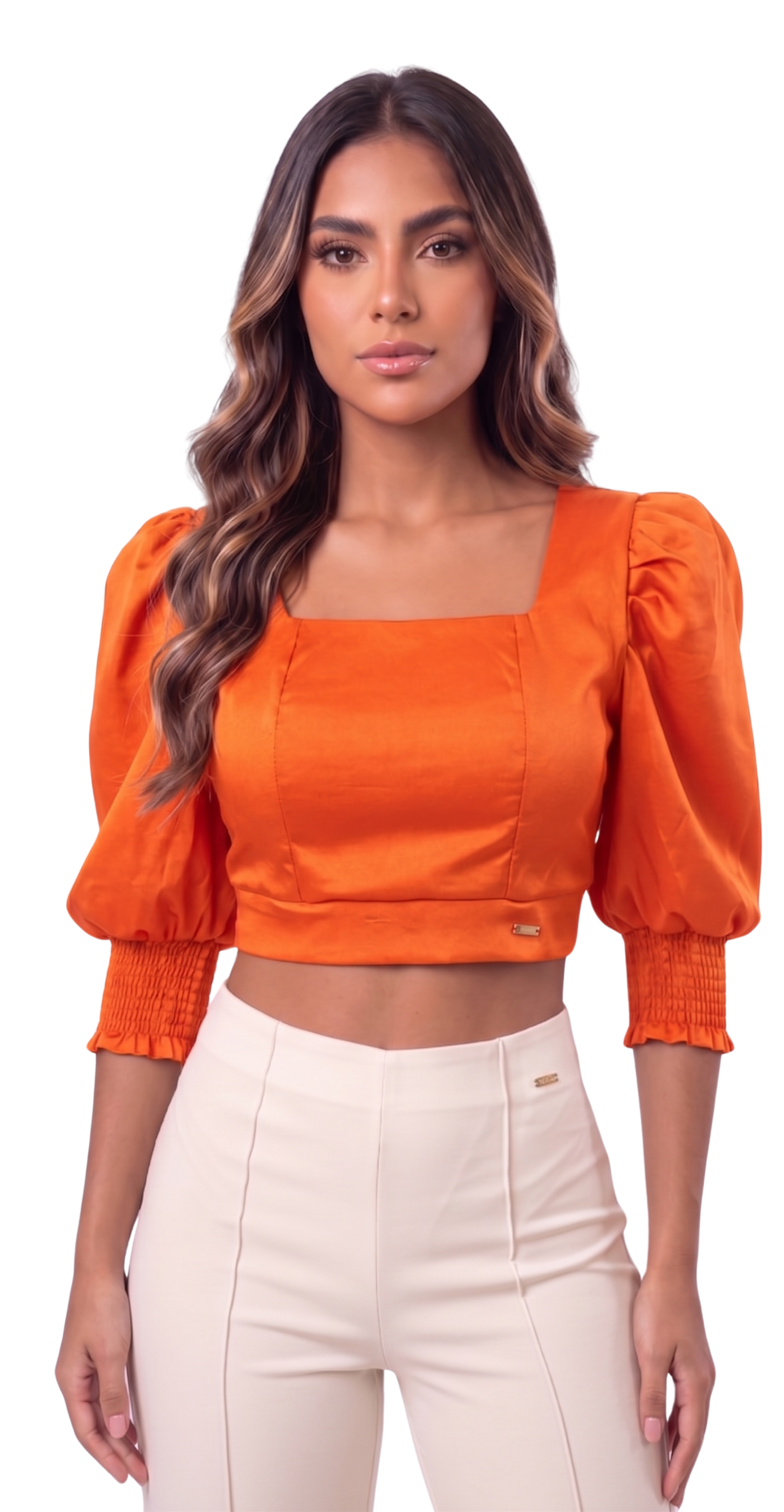 Blusa Manga Corta Cuello Cuadrado