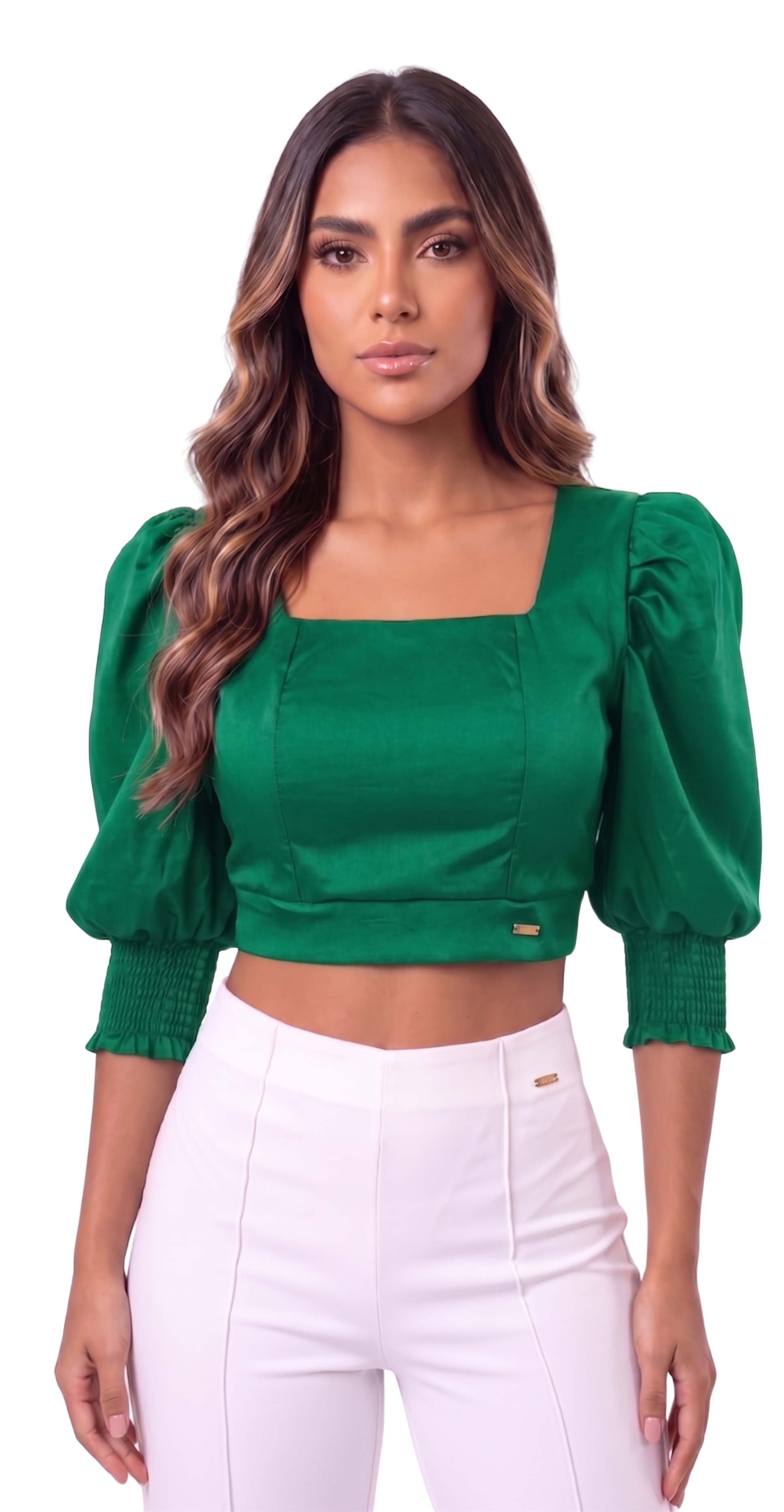 Blusa Manga Corta Cuello Cuadrado