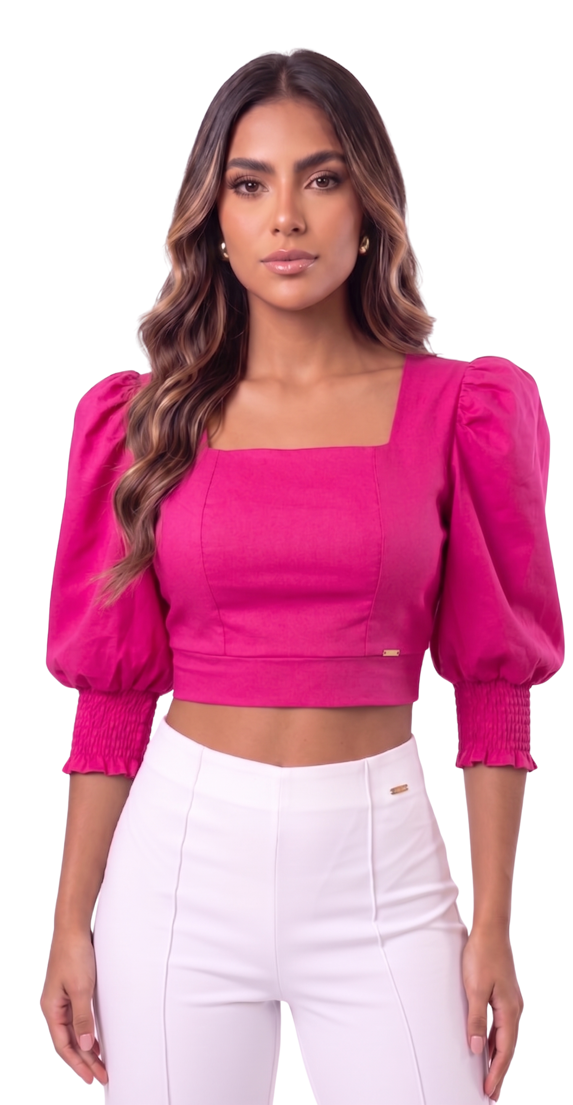 Blusa Manga Corta Cuello Cuadrado