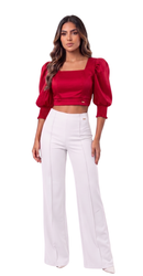 Blusa Manga Corta Cuello Cuadrado