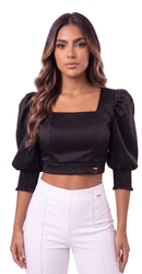 Blusa Manga Corta Cuello Cuadrado