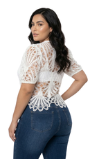 Blusa Guipur Manga Corta Bombacha Plus