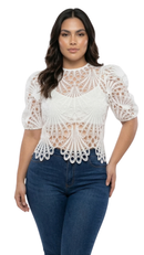 Blusa Guipur Manga Corta Bombacha Plus