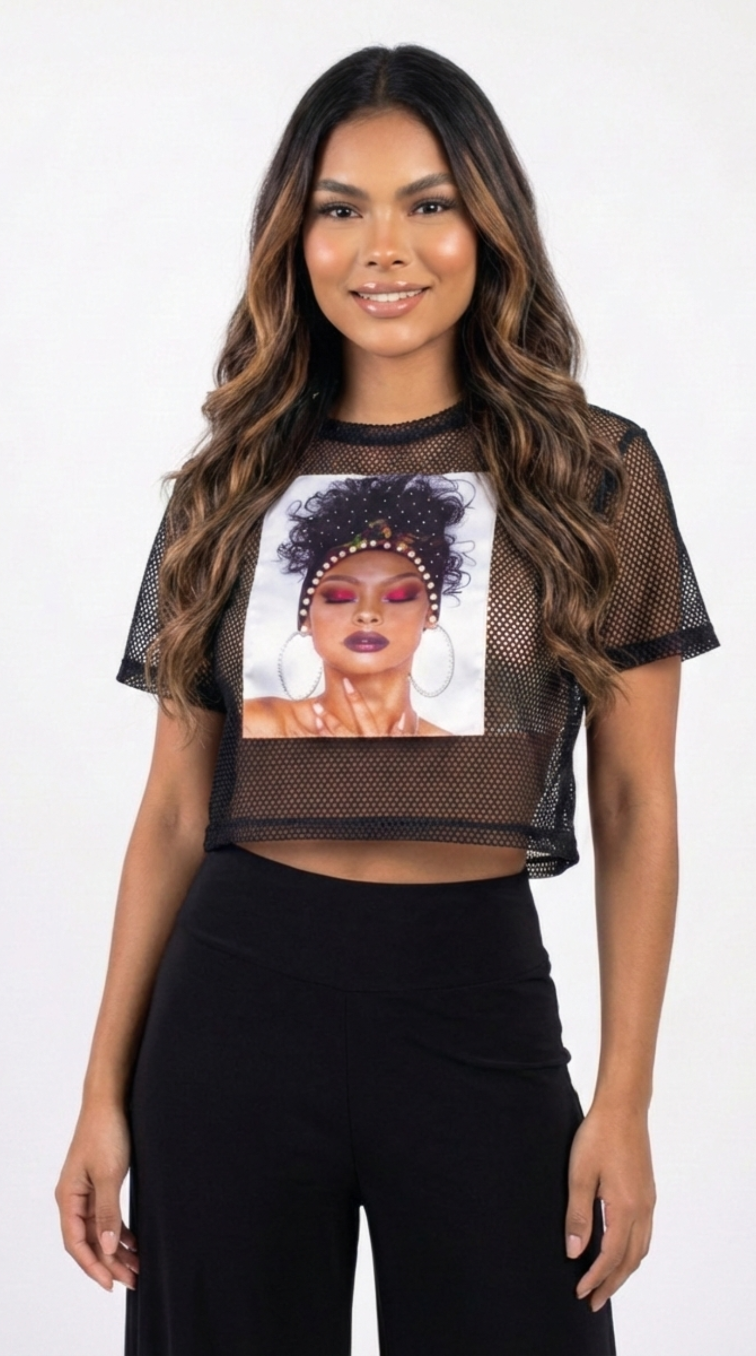 Camiseta Tla Rejilla Aplique Estampado