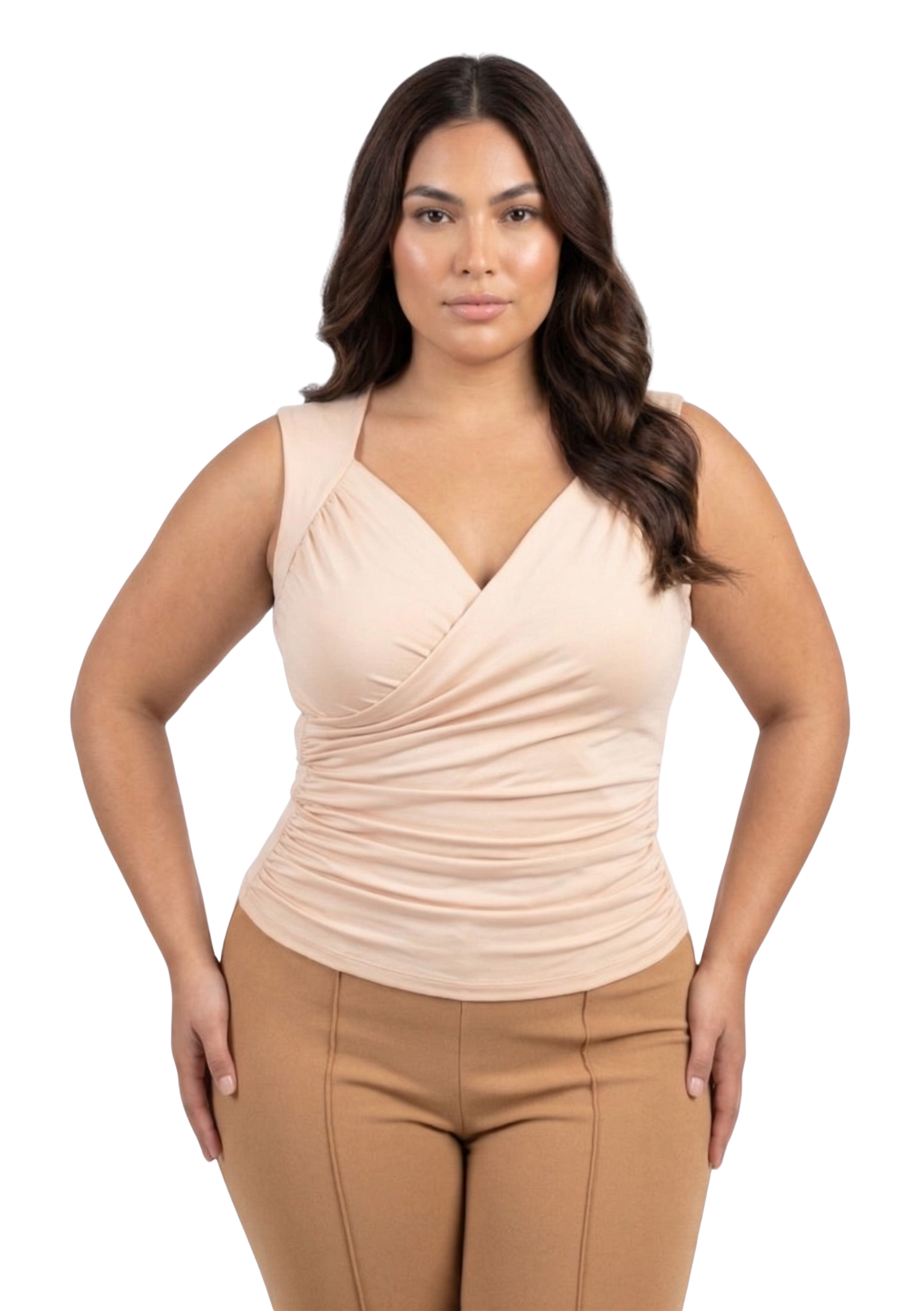 Blusa Escote En V Diseno Cruzado Drapead