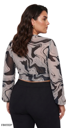 Blusa Manga Larga Cuello V Plus
