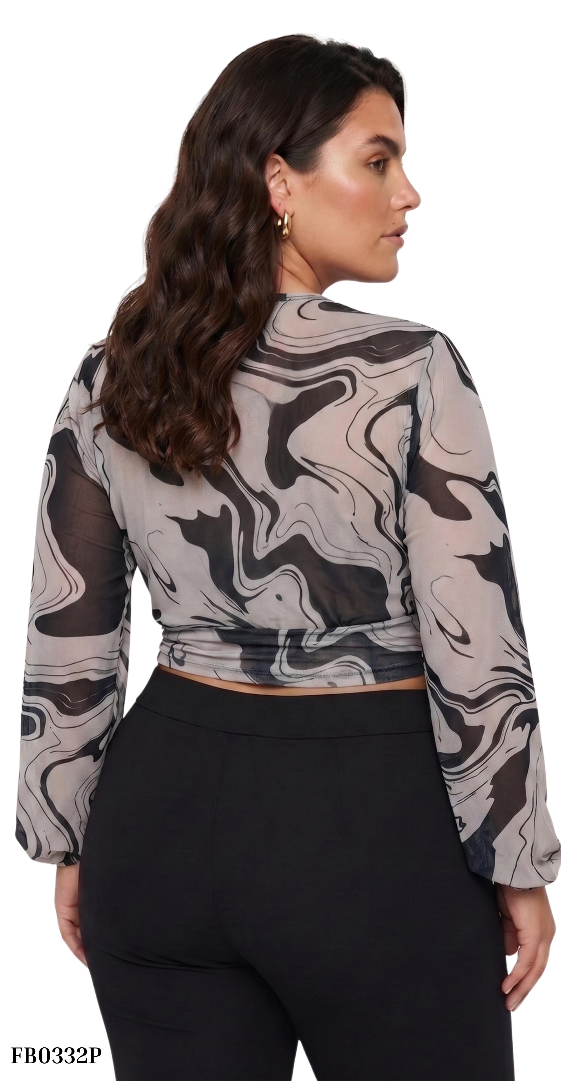 Blusa Manga Larga Cuello V Plus