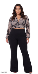 Blusa Manga Larga Cuello V Plus