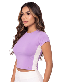 Blusa Manga Corta Con Franja Blanca A Lo