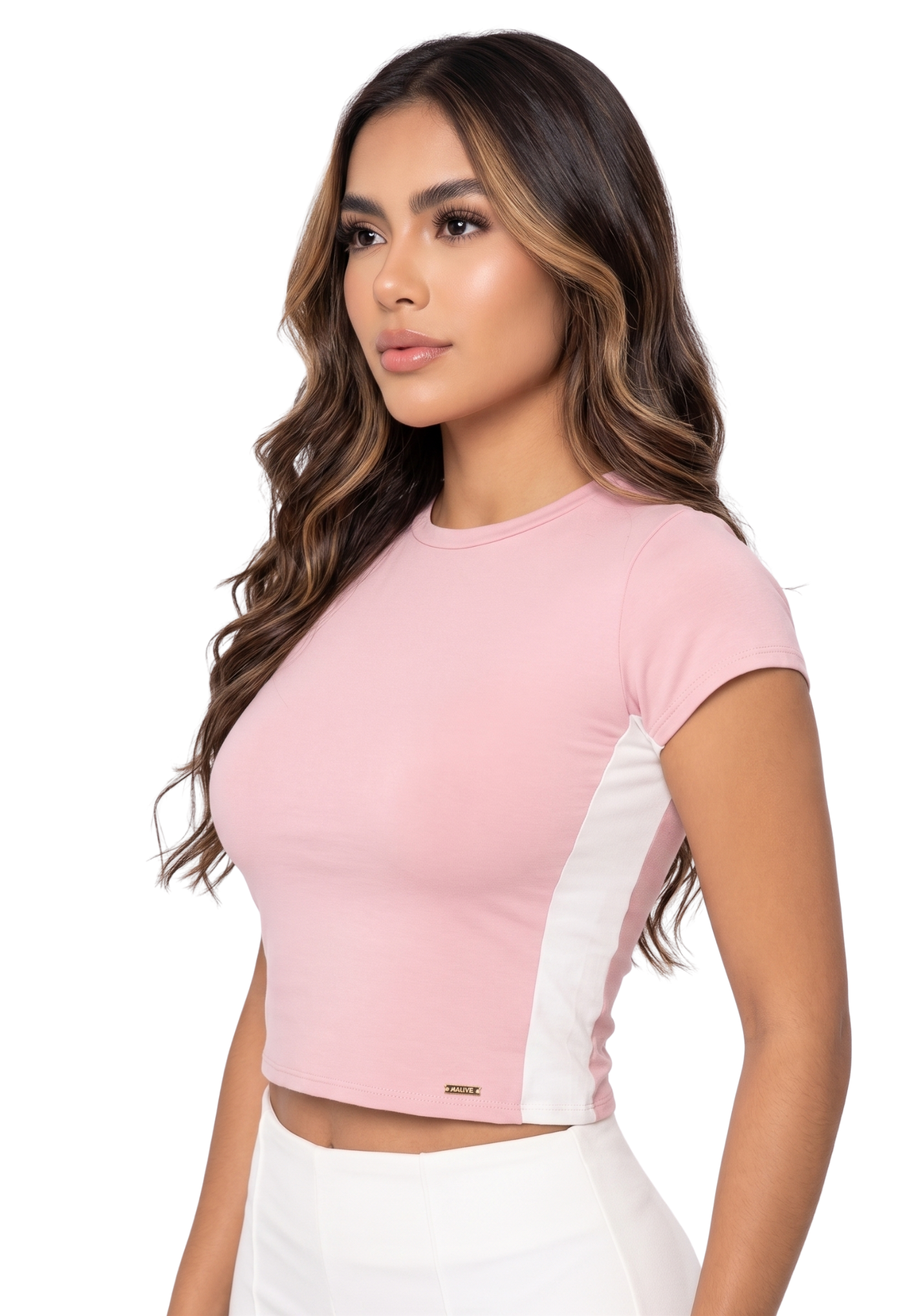 Blusa Manga Corta Con Franja Blanca A Lo