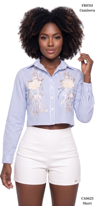 Camisera Manga Larga Rayas Aplique Flore