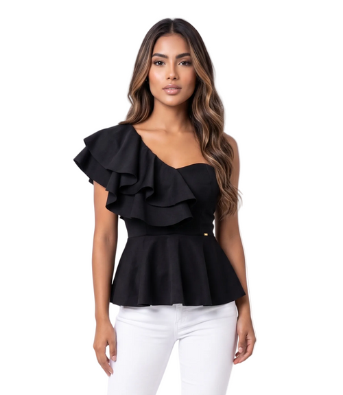 Blusa Asimetrica Con Boleros