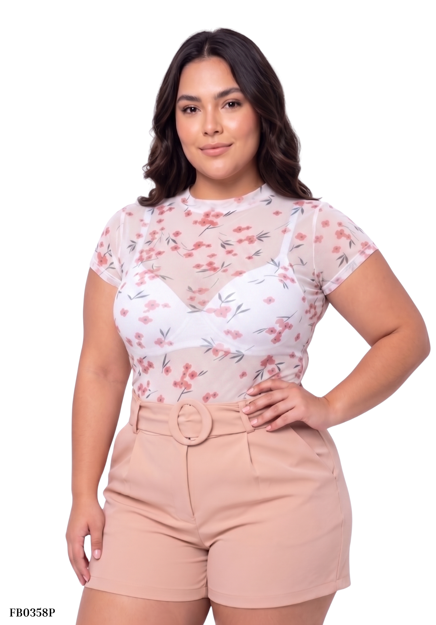 Blusa Manga Corta Cuello Alto Estampado