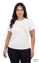Camiseta Manga Corta Con Flores En 3D