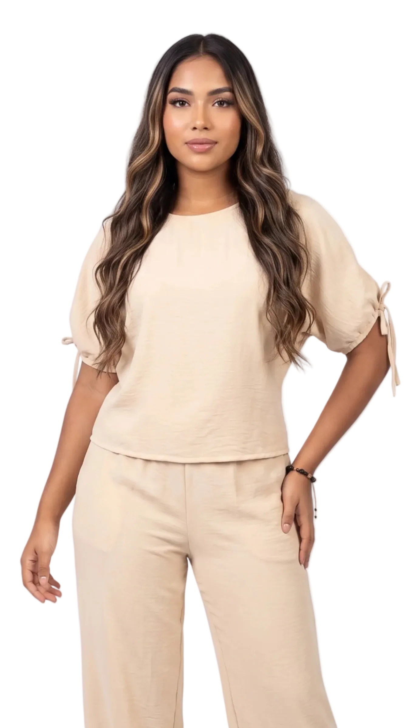 Blusa Manga Corta Tiras Cuello Redondo