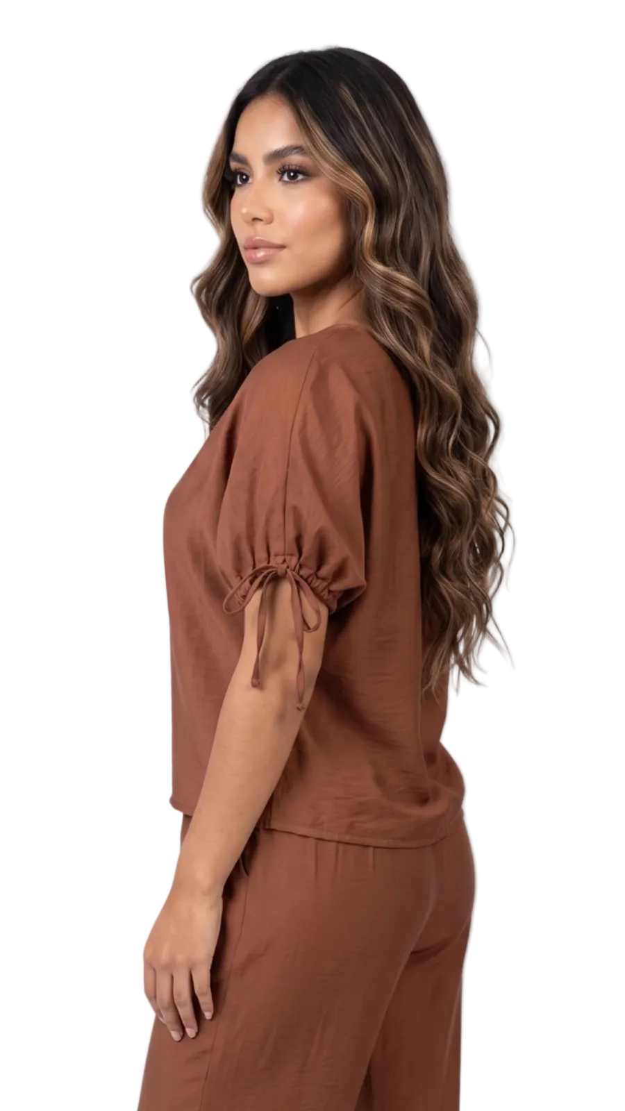 Blusa Manga Corta Tiras Cuello Redondo