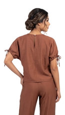 Blusa Manga Corta Tiras Cuello Redondo