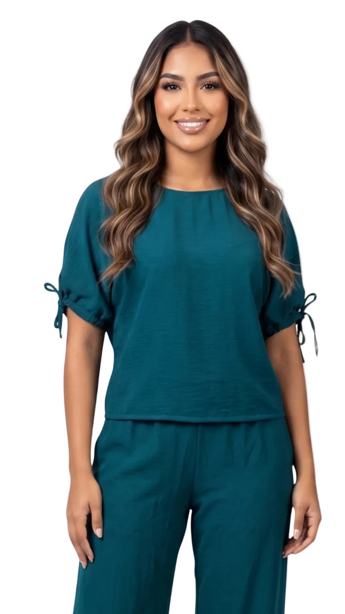 Blusa Manga Corta Tiras Cuello Redondo