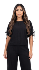 Blusa Manga Corta Tiras Cuello Redondo