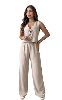 Conjunto De Blusa Con Lazos Frontales