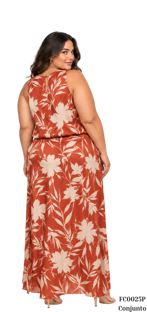 Conjunto Falda Larga Blusa Manga Sisa Es