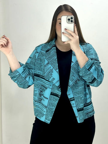 Blazer Manga Larga Runche Puno Estampado