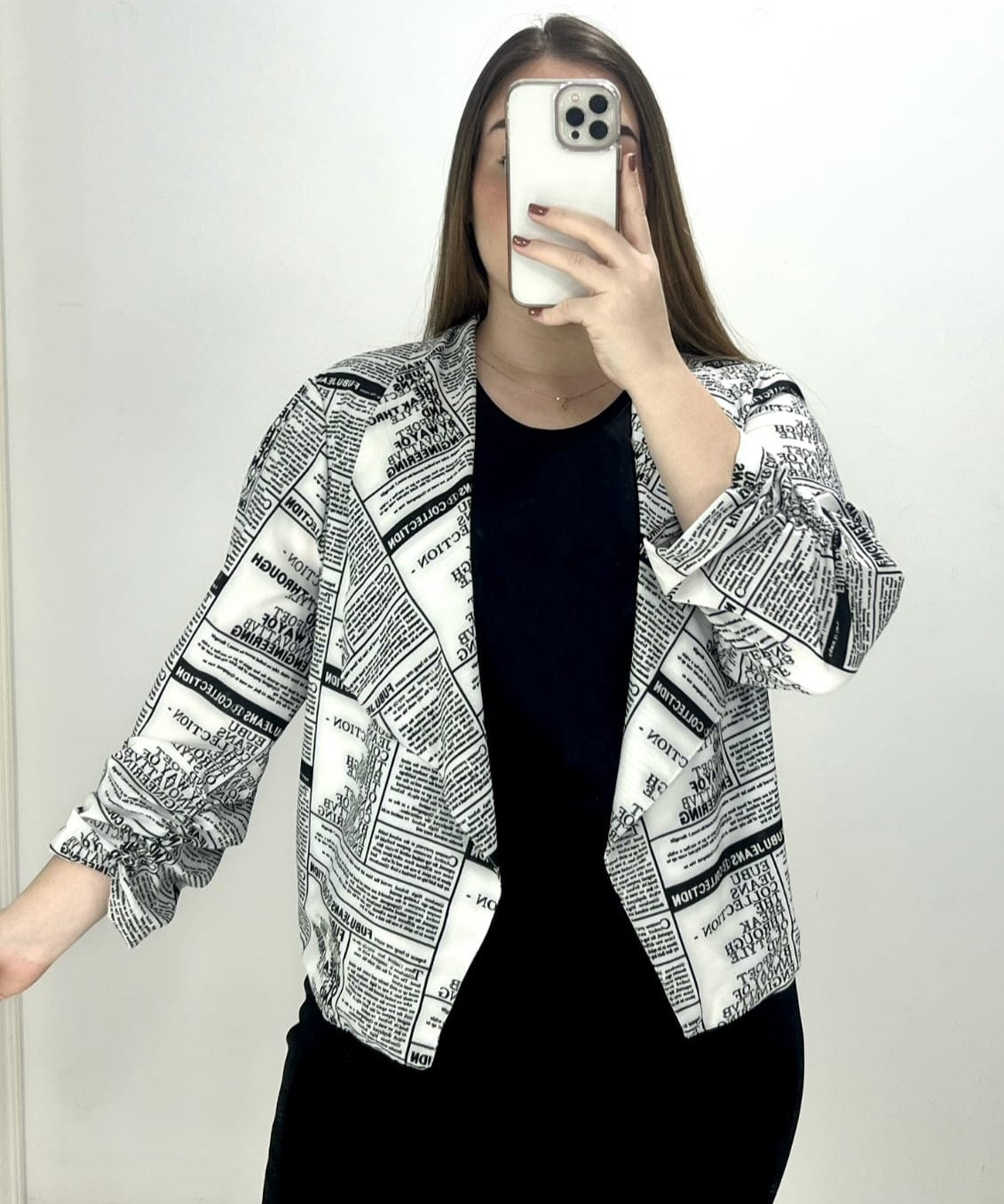 Blazer Manga Larga Runche Puno Estampado