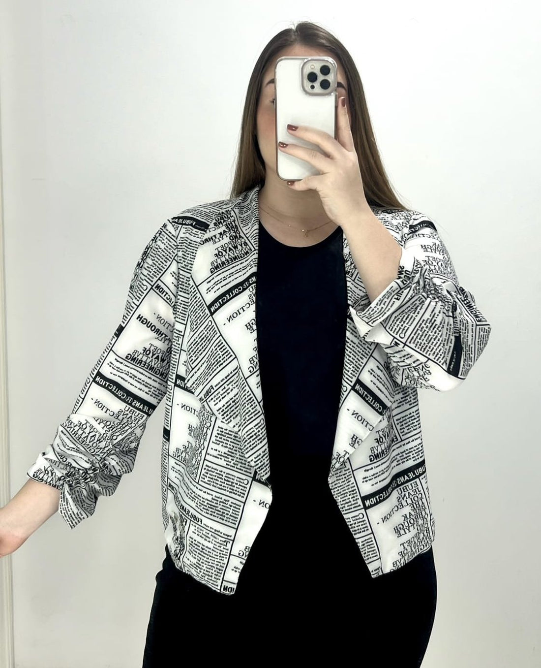 Blazer Manga Larga Runche Puno Estampado