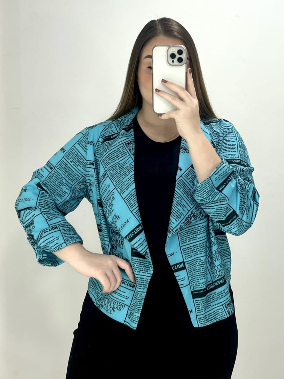 Blazer Manga Larga Runche Puno Estampado