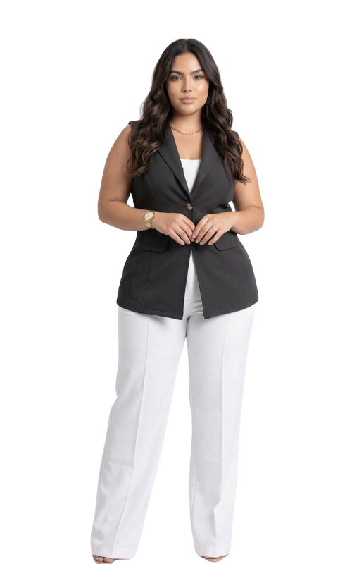 Blazer Sin Mangas Con Boton Plus