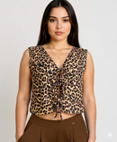 Blusa Manga Sisa Estilo Chaleco Amarrar