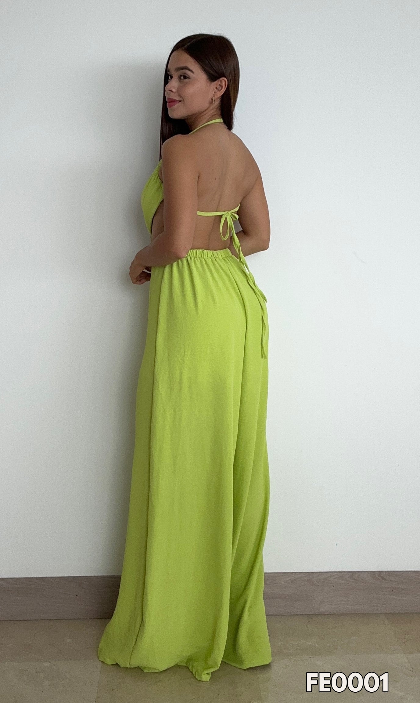 Enterizo Tiras Cuello V Pantalon Palazzo