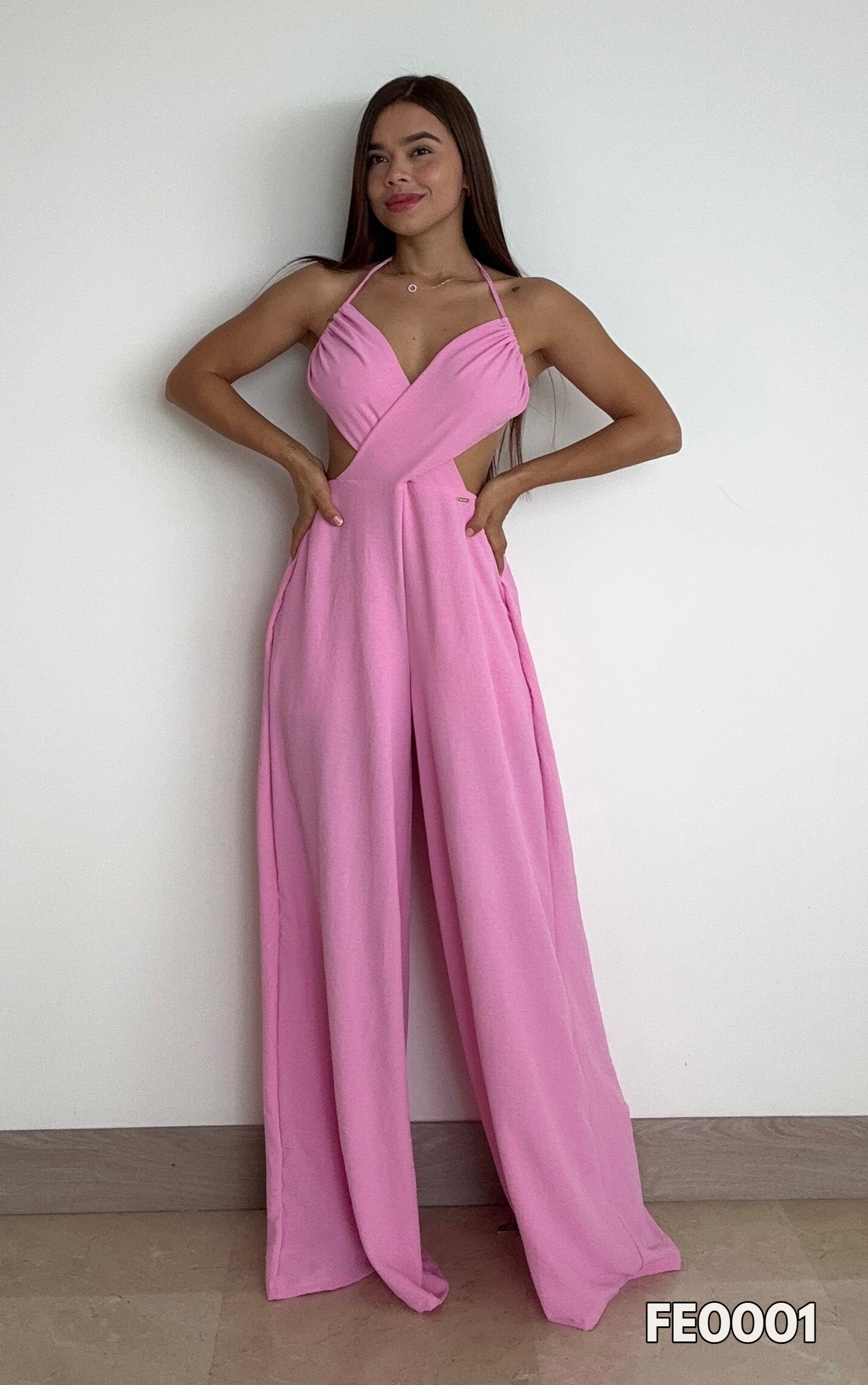 Enterizo Tiras Cuello V Pantalon Palazzo