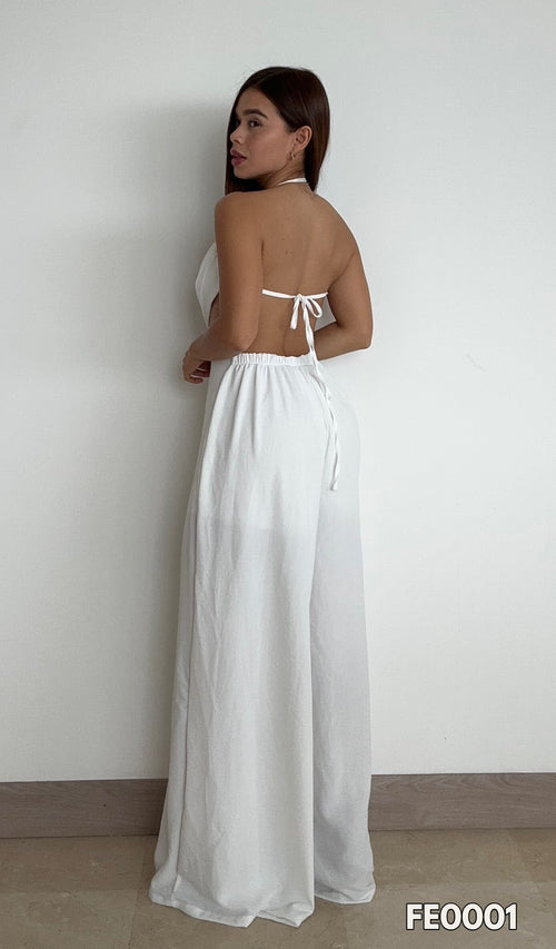 Enterizo Tiras Cuello V Pantalon Palazzo