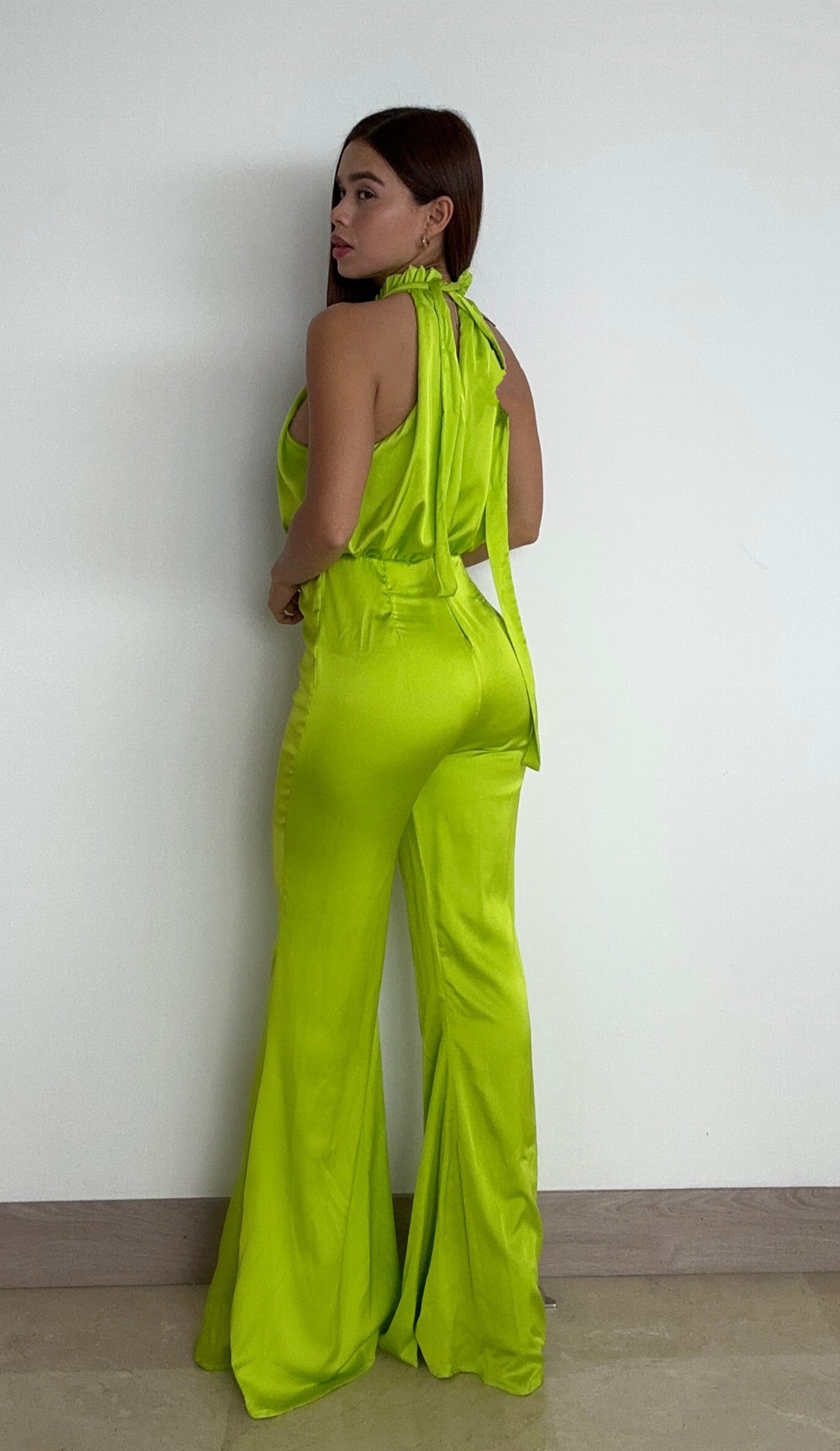 Enterizo Pantalon Cuello Alto Satin