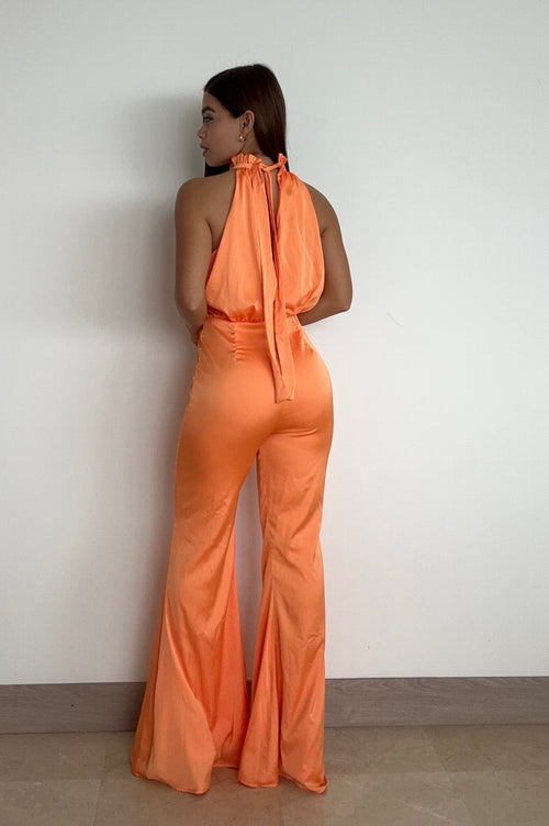 Enterizo Pantalon Cuello Alto Satin